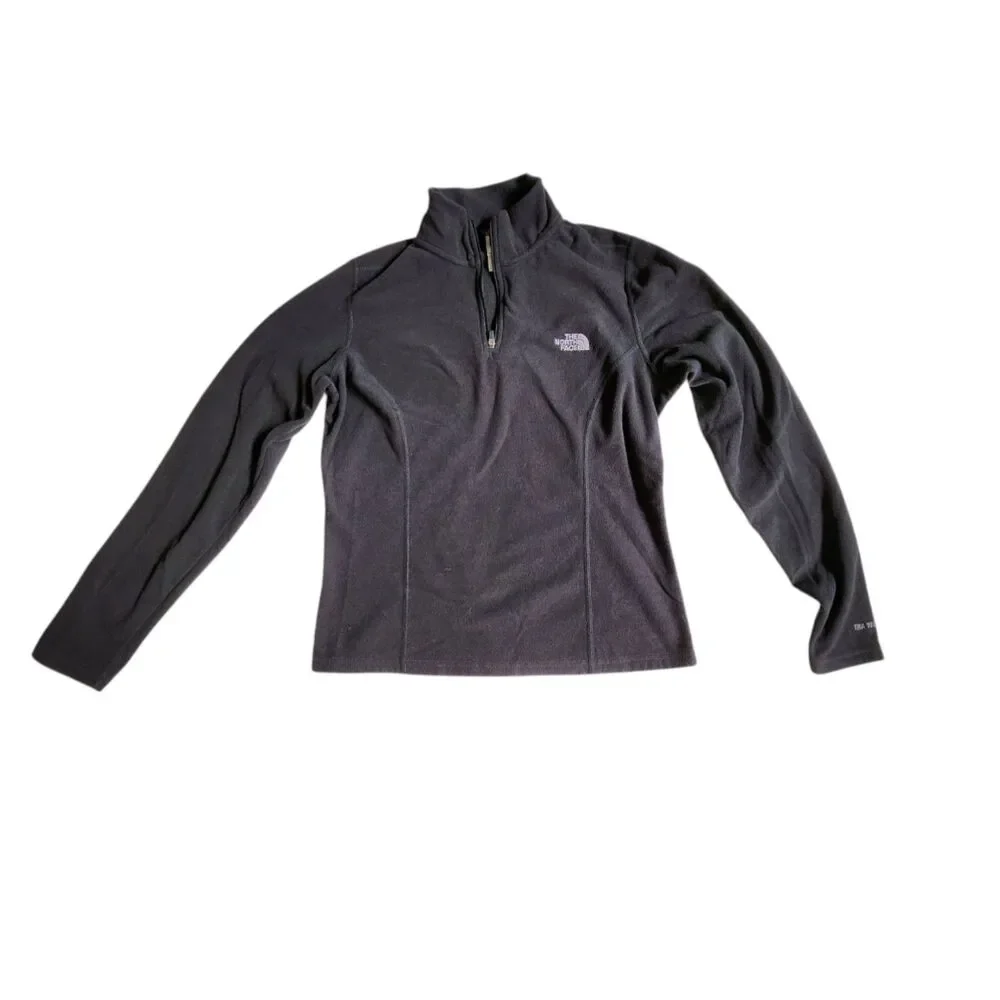 The North Face TKA 100 Glacier Fleece black 1/4 zip pullover long sleeve sz S